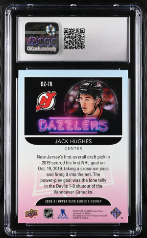 2020-21 UD Dazzlers Green Jack Hughes #DZ-78 CGC 10 GEM MINT back